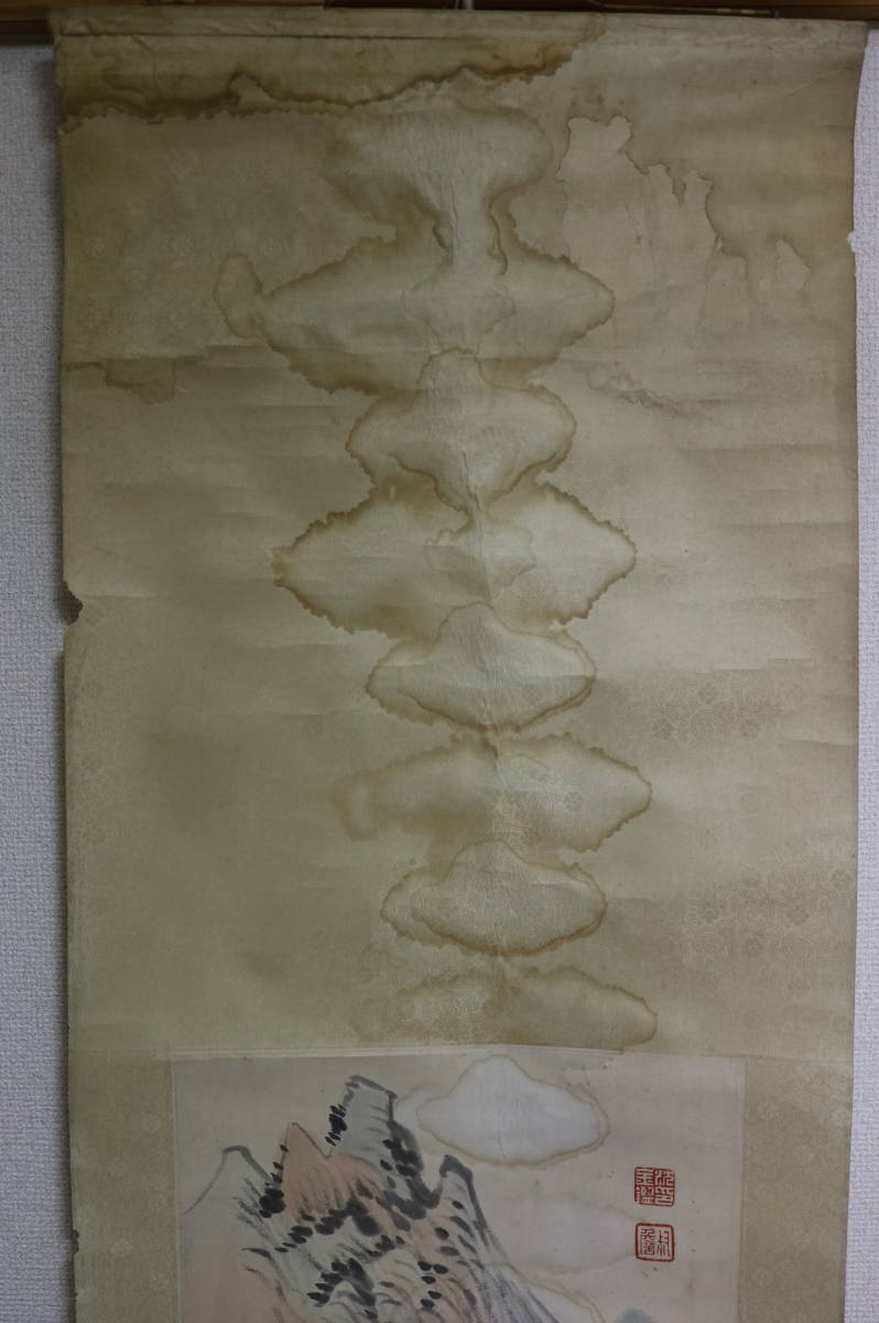 金陵博物院蔵出品　中国　清時代　肉筆水彩絵　唐物骨董品AK1852A12-3 中国古画 沈金鑑銘 紙本肉筆 民国期 山水画 書道/ 肉筆 時代物 /肉筆唐