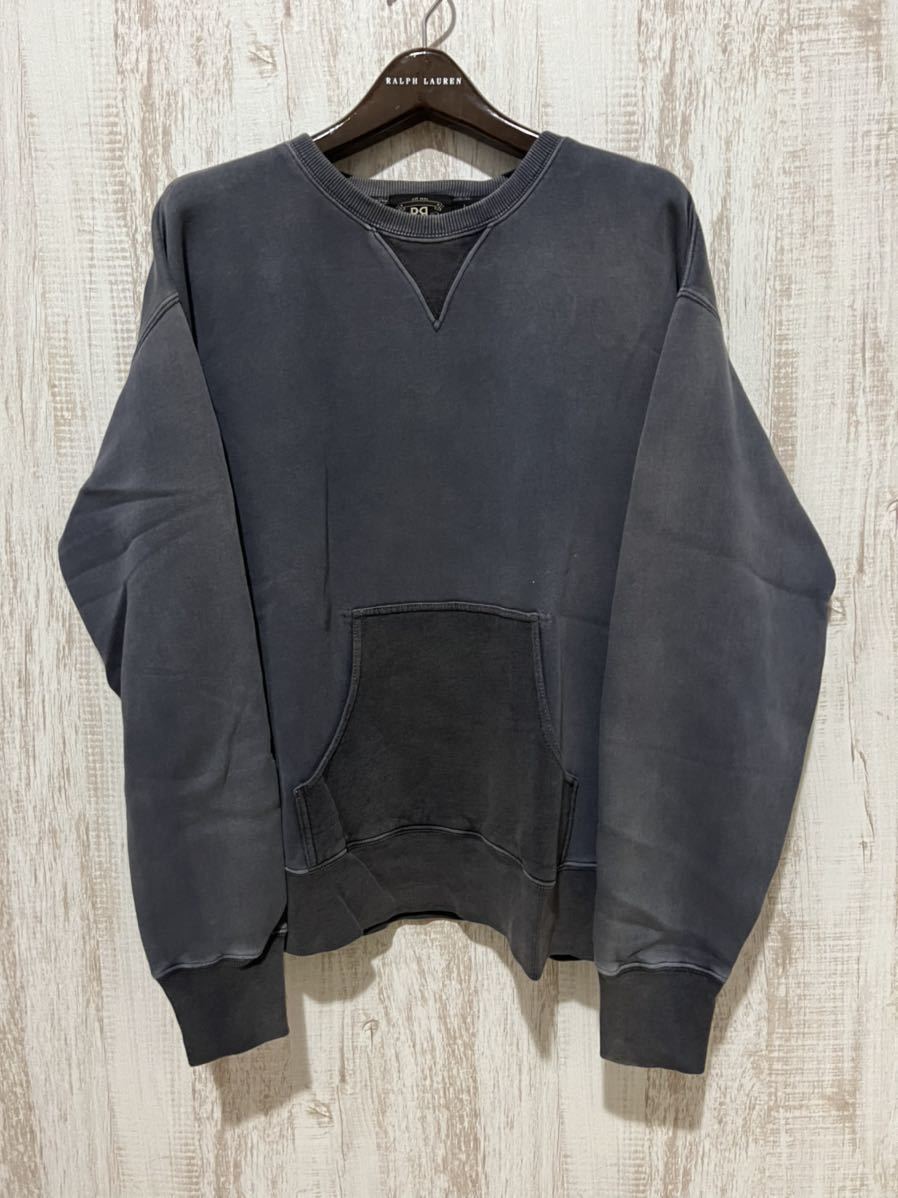 RRL インディゴ両前Vスウェット L カンガルーポケット ダブルアール 