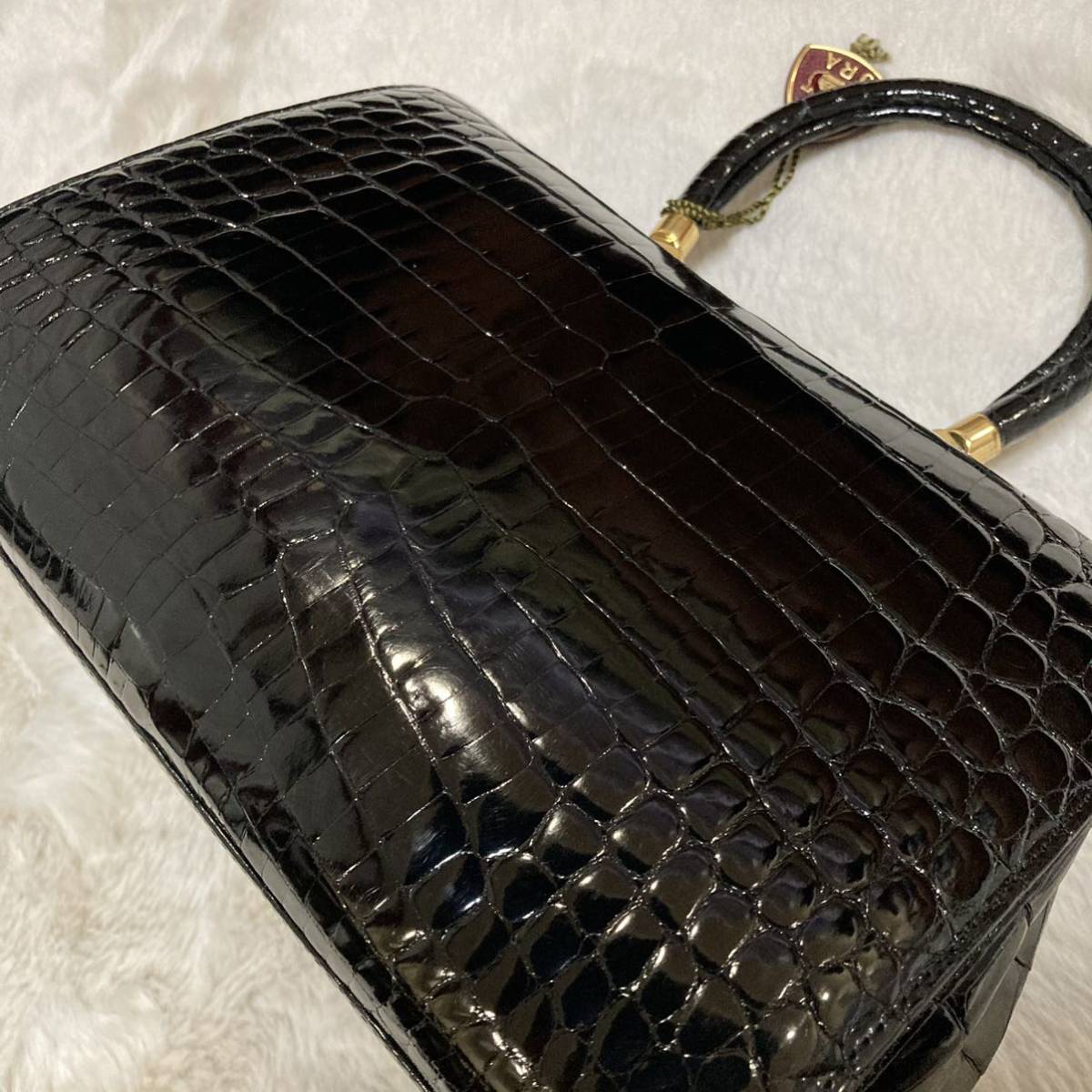 1スタ JRA認定 クロコダイル ハンドバッグ 定価38万円 最高級 美品