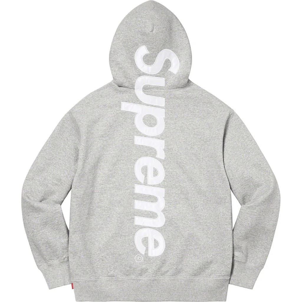 送料無料 L グレー Supreme Satin Applique Hooded Sweatshirt Heather 