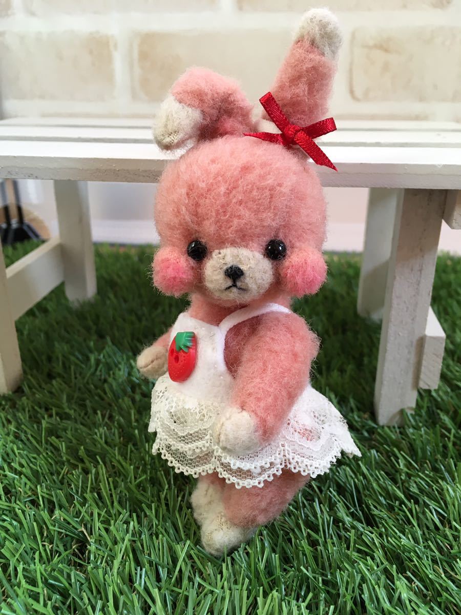 うさぎ オリジナル テディベア作家 はっさくBEAR ハンドメイド いちご 