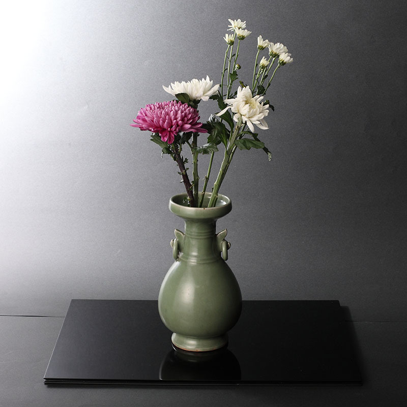 時代 青磁不遊鐶花入（茶道具 陶磁器 陶芸 中国 朝鮮 青磁 花器 花瓶