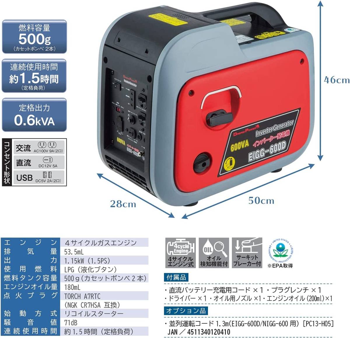 1000円スタート！新品◇ナカトミ カセットボンベ式 インバーター発電機