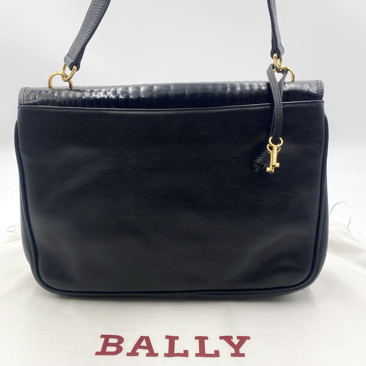 1円〜 【幻の逸品】 バリー BALLY ショルダーバッグ ハンド クロコ 