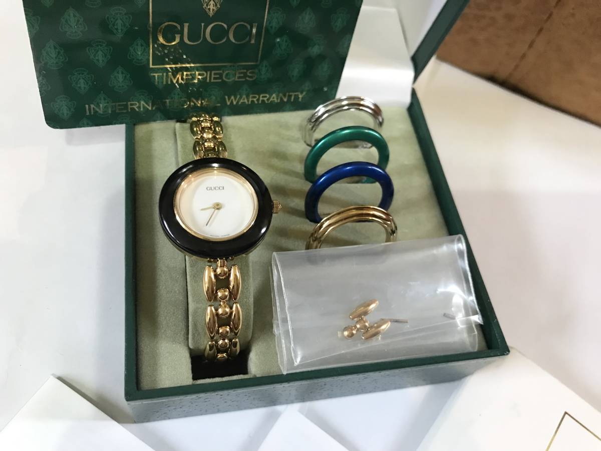1円〜 美品 稼働品 GUCCI 腕時計 グッチ レディース クォーツ チェンジ 