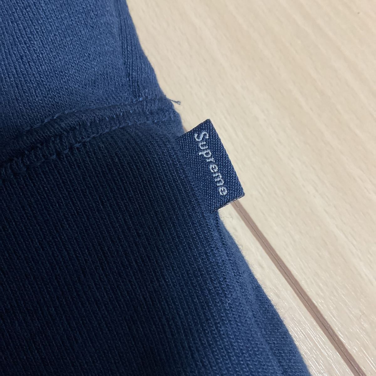 Supreme Satin Applique Hooded Sweatshirt Navyシュプリーム サテン