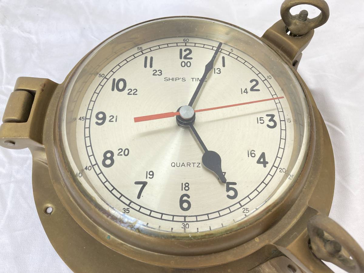 SHIPS TIME クオーツ 置時計 アンティーク 直径11.5cm 船舶時計 - メルカリ