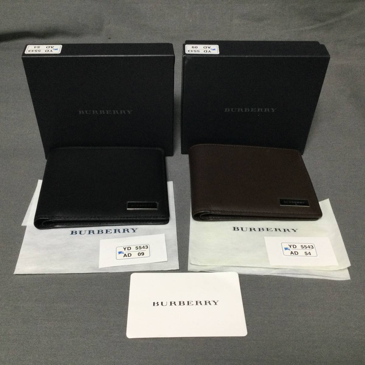11/15 221153 BURBERRY レザー メンズ 二つ折り財布 ブラック 