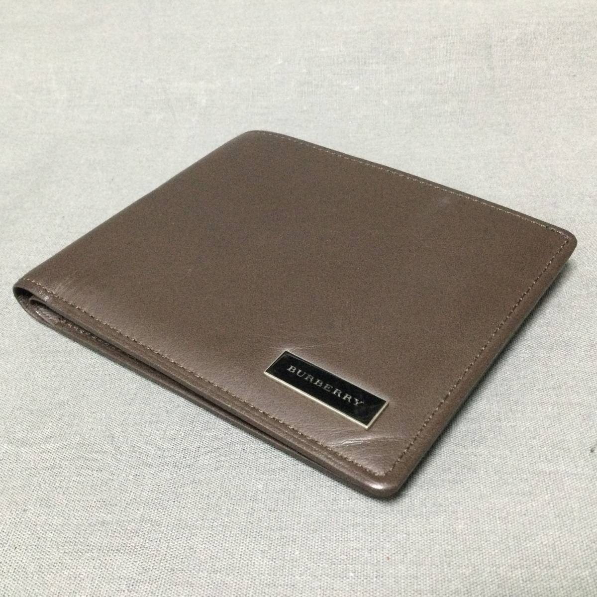 11/15 221153 BURBERRY レザー メンズ 二つ折り財布 ブラック