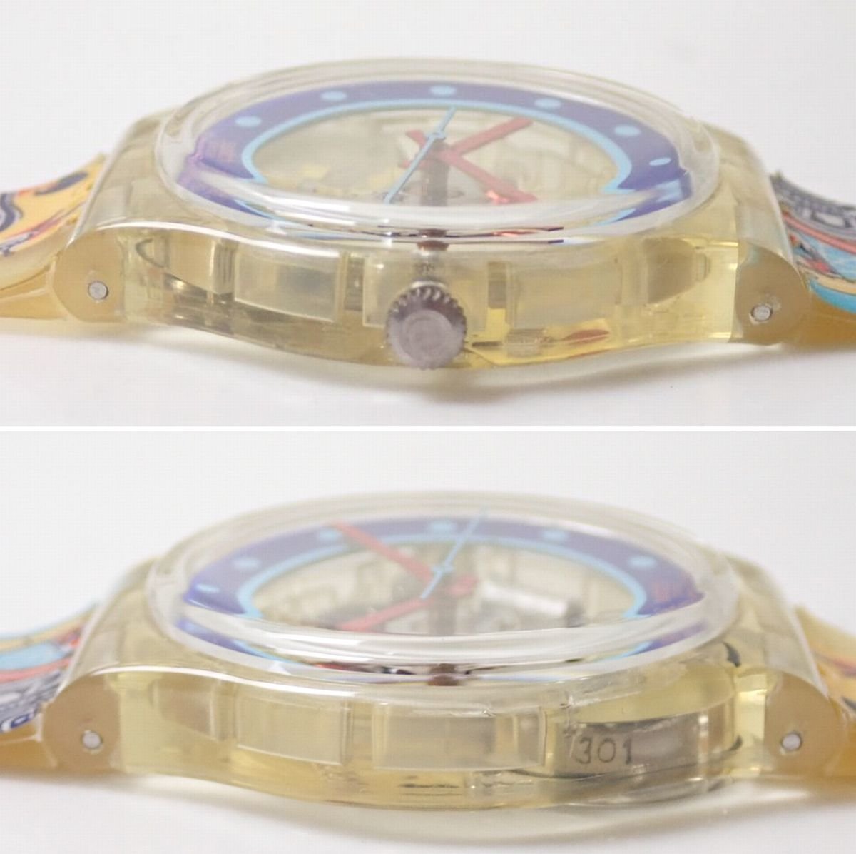 ○未使用 Swatch/スウォッチ TIN TOY GK155 クォーツ腕時計/クリア 