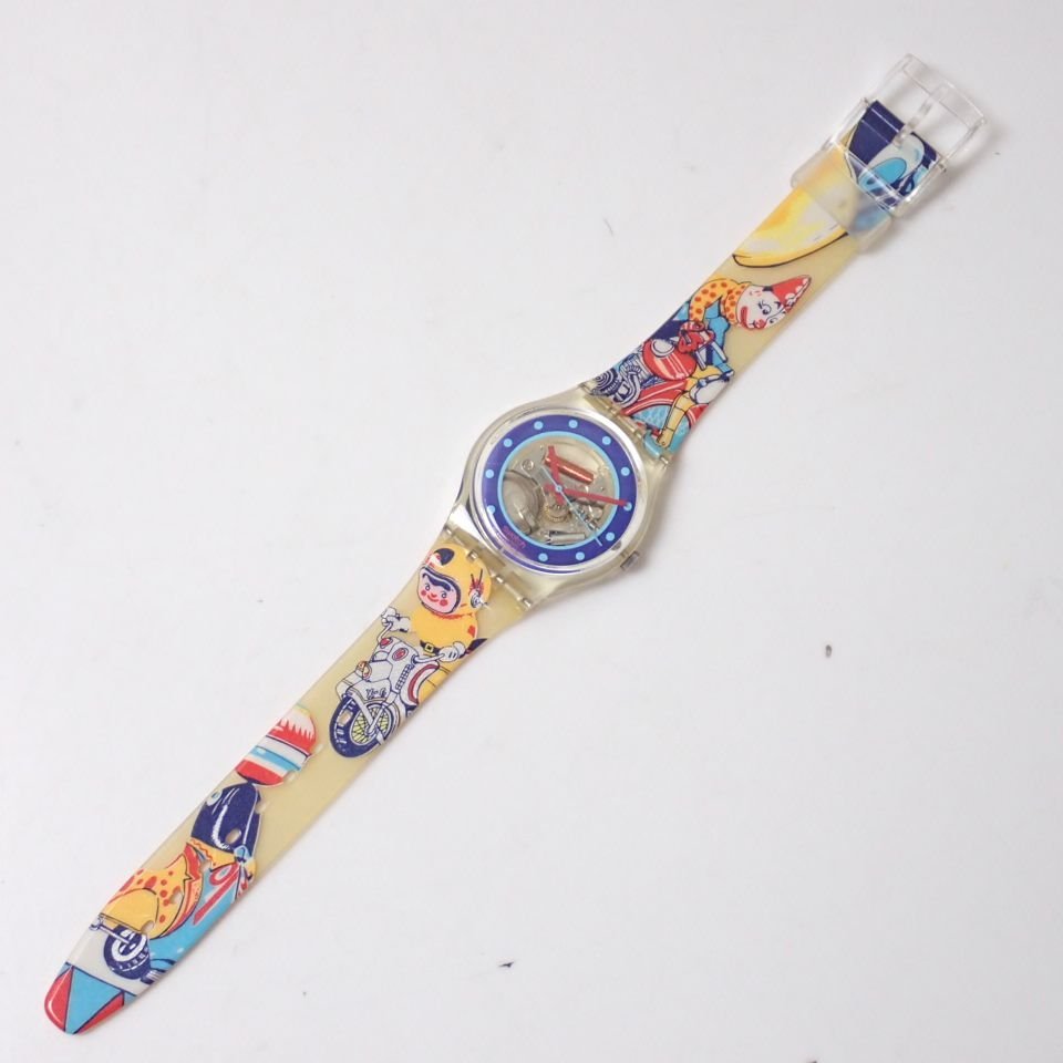 ○未使用 Swatch/スウォッチ TIN TOY GK155 クォーツ腕時計/クリア 