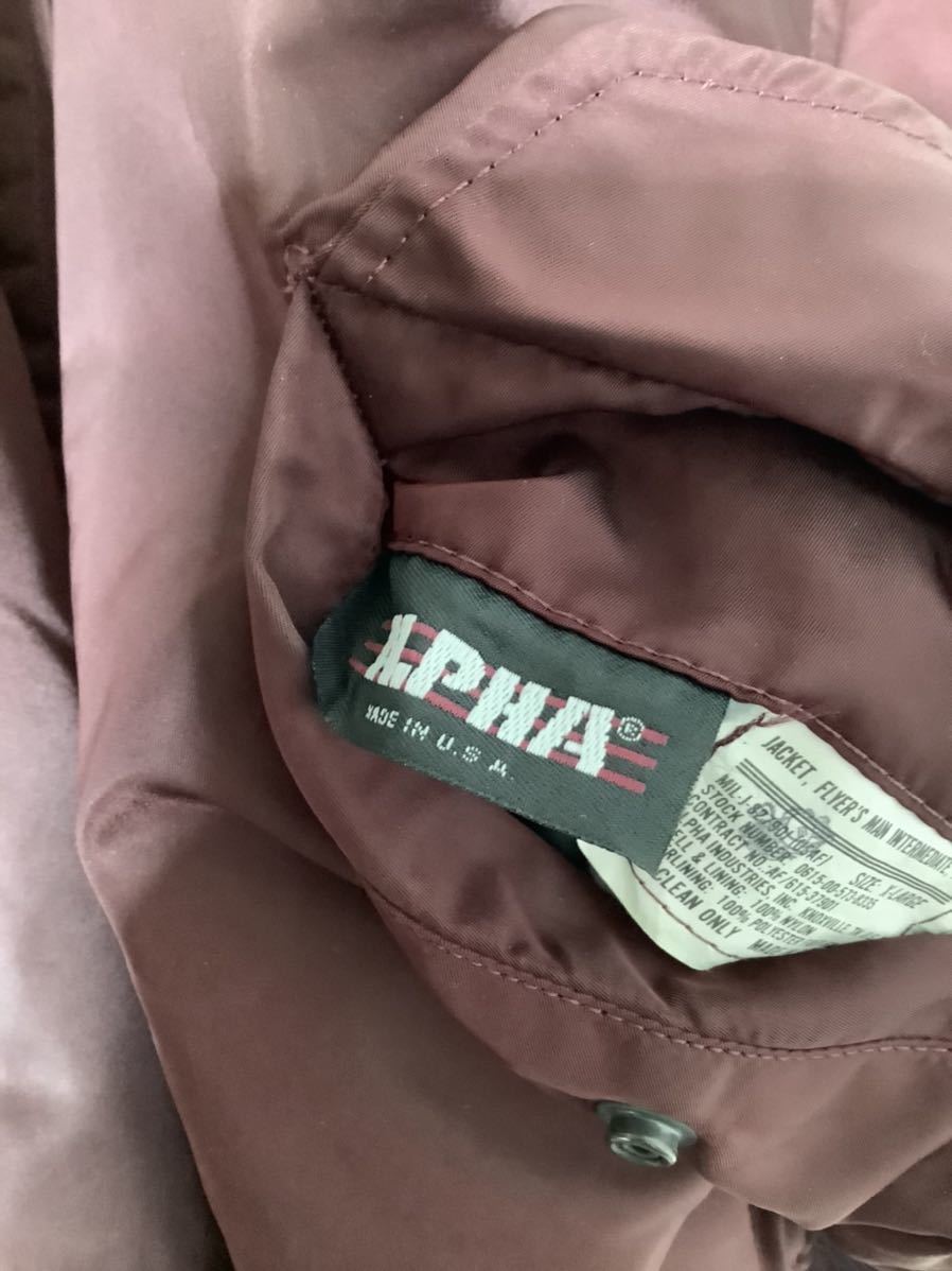 アルファ MA-1 USA製 リバーシブル ボルドー×オレンジ 短丈 Y2K M