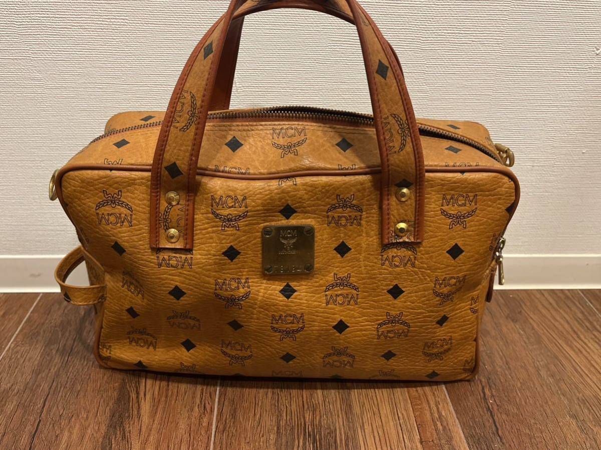 MCM エムシーエム ヴィセトス柄 レザー ハンドバッグ ミニボストン 