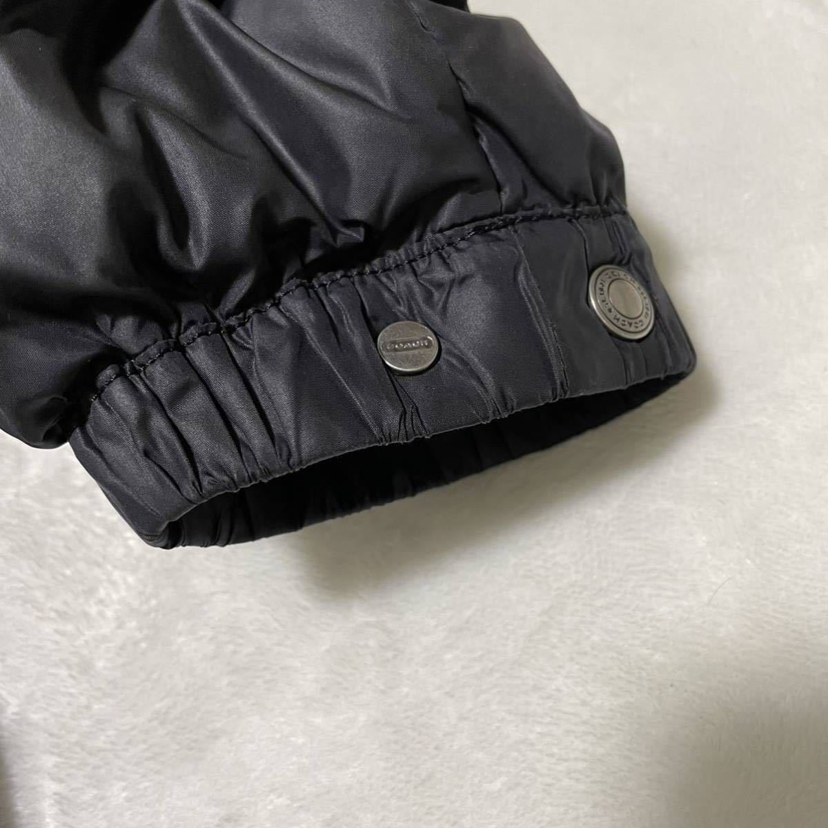 【お買い得，品質保証】 コーチ『圧倒的存在感』COACH ダウンジャケット　 羊毛皮 アウター 襟 切り替え ロゴ釦 ブラック メンズ 『表記M 実寸L相当 』/H05