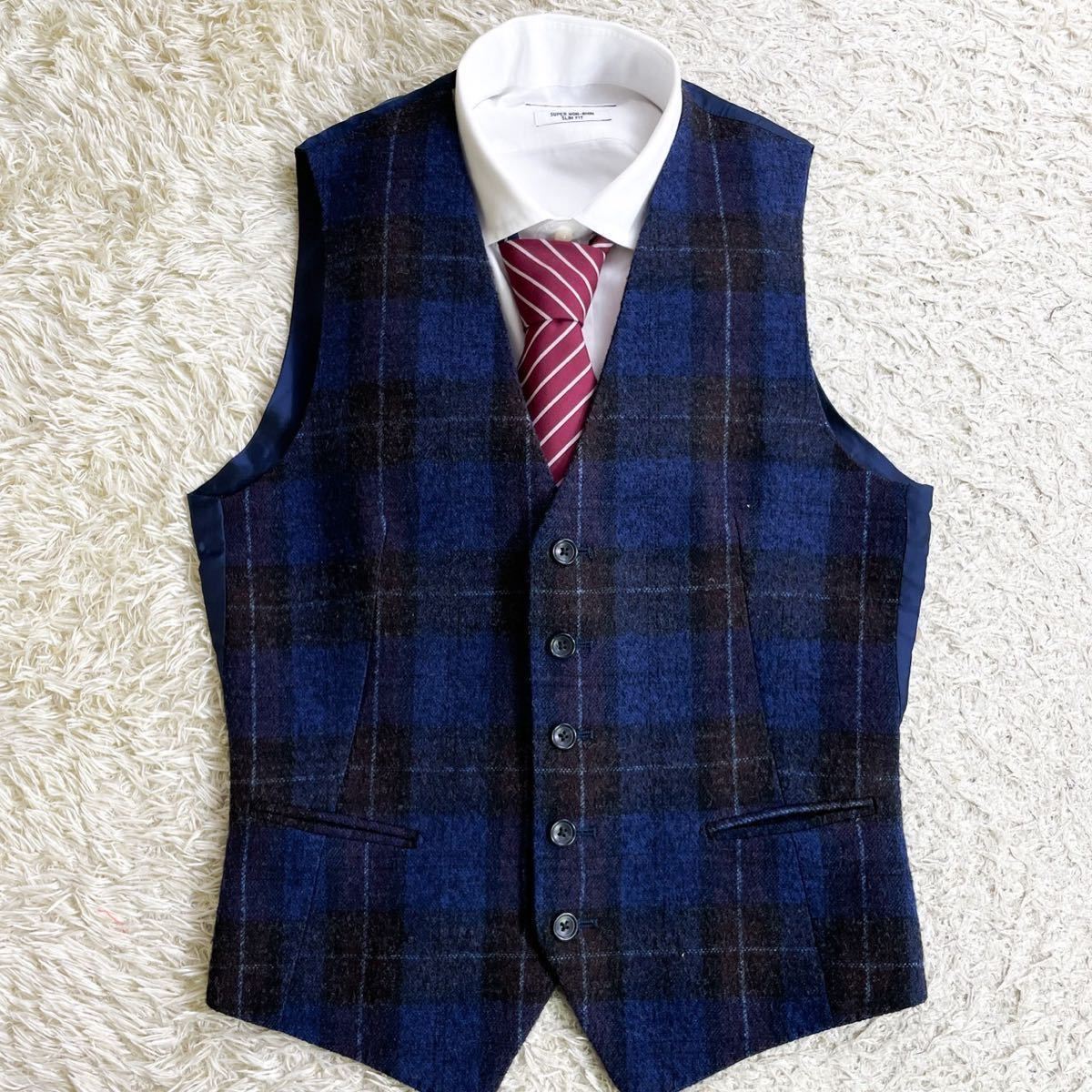 タリアトーレ 【 美シルエット 極美品 】TAGLIATORE ベスト チェック 