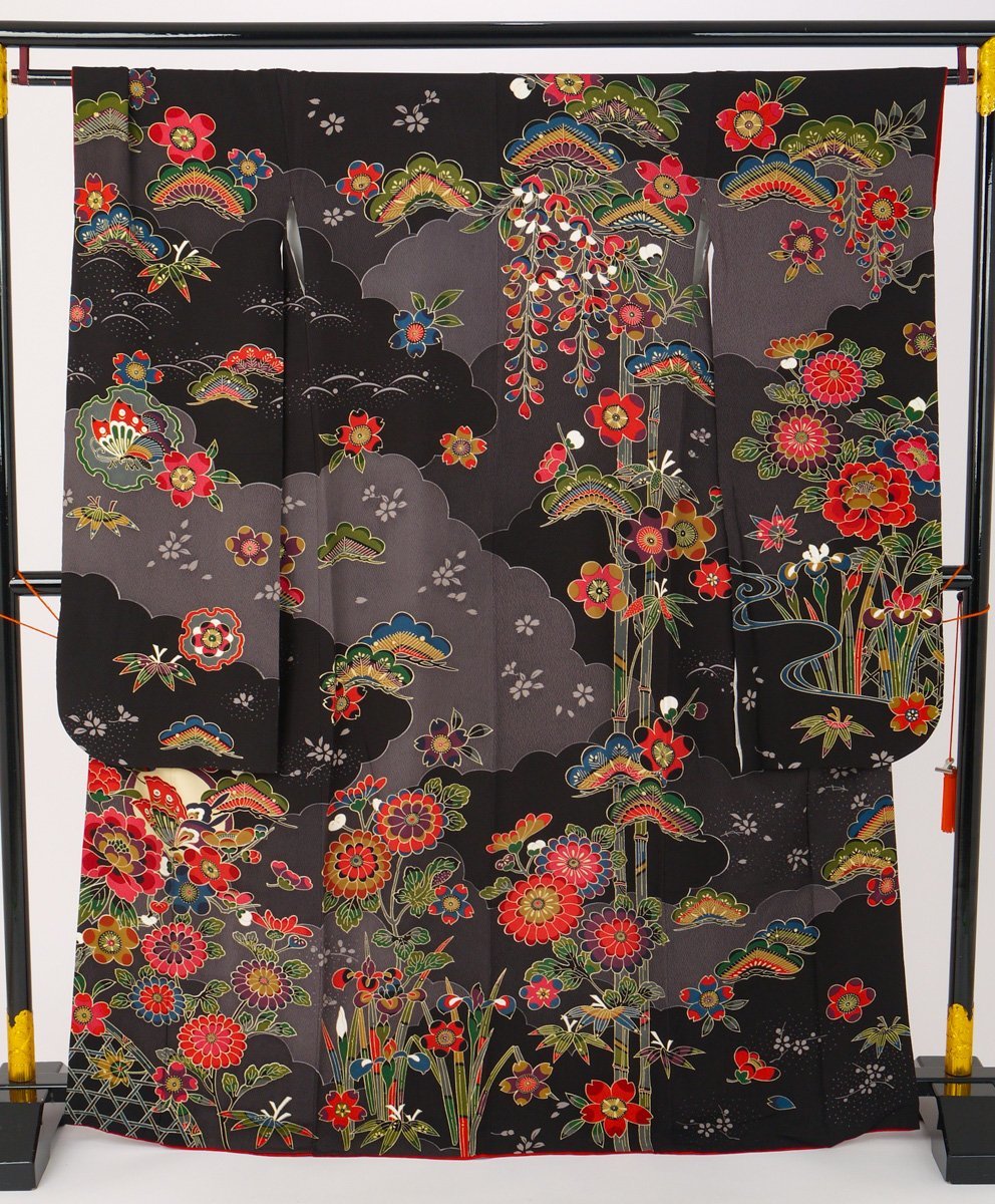 暈し染め 金彩 逸品 正絹 駒刺繍 花車文 BAAX6536hj 平和屋着物□豪華