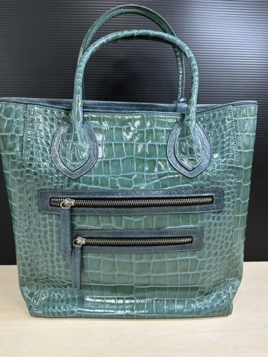 JACONO ヤコノ クロコダイル ワニ革 トートバッグ クロコ型押し 
