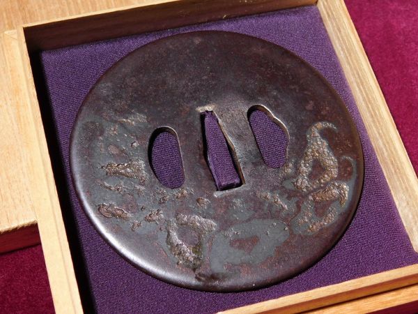 時代武具 鉄地銅地鍔四点セット 江戸時代 鐔 （鉄味極上!! 砂張