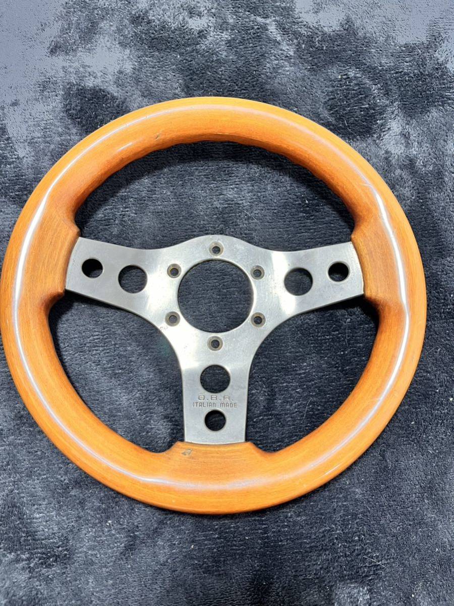 OBA オバ 当時物 旧車 30パイ ウッドステアリング ステアリング 長穴
