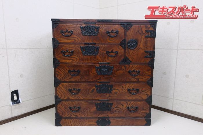 岩谷堂箪笥 3.5尺整理片開 整理箪笥 欅材 南部鉄器金具 桐