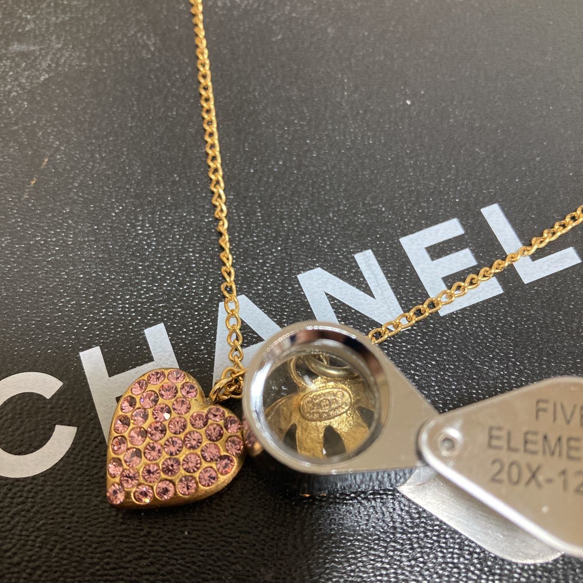 CHANEL シャネル 02P ココマーク ヴィンテージ ハート ラインストーン 