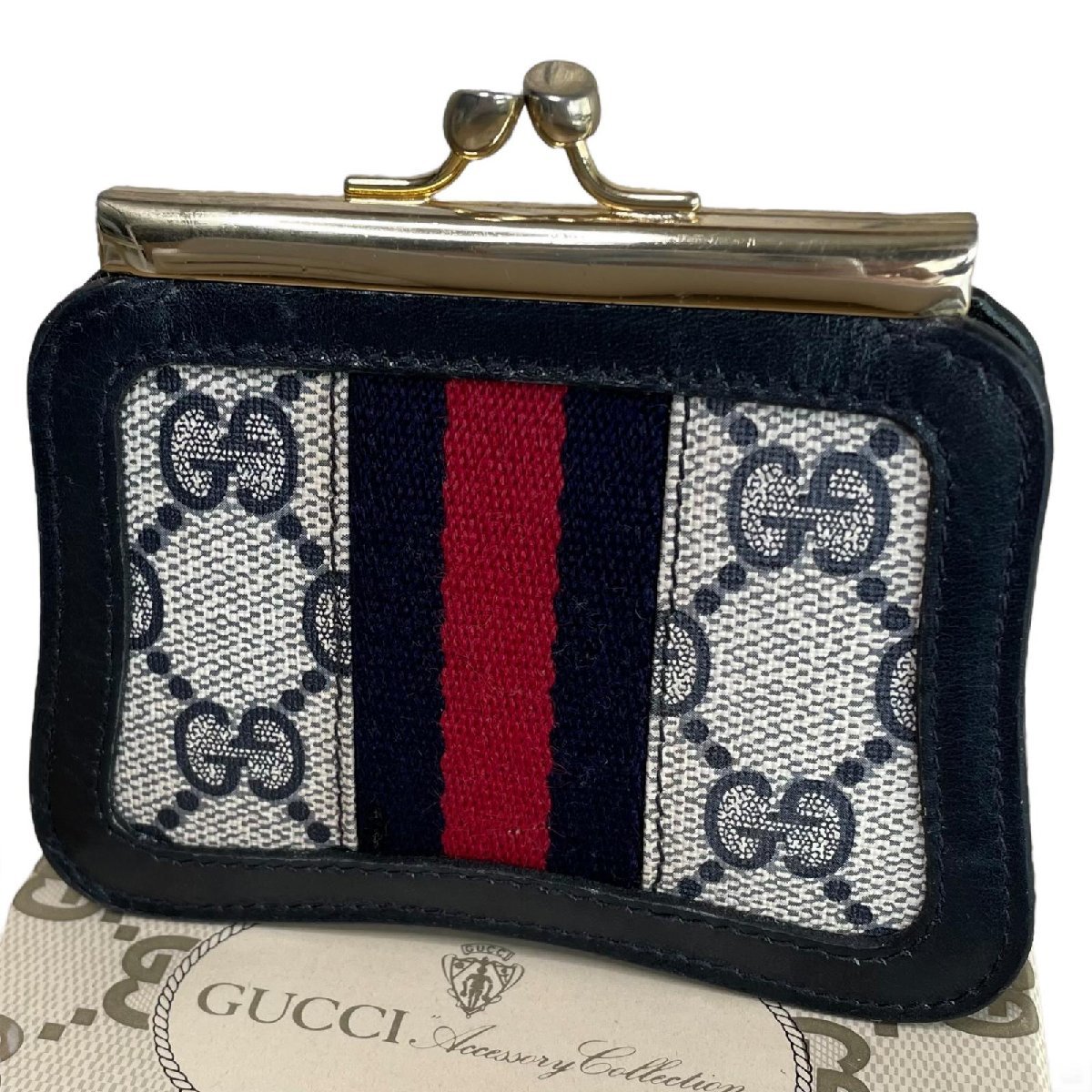 GUCCI コインケース 小銭入れ シェリーライン ネイビー オールドグッチ