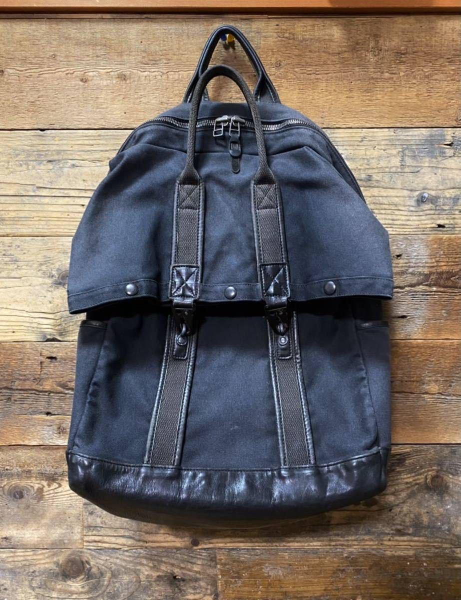 USA製　MAKR CARRY GOODS　FLAP RUCKSACK　キャンバス×レザー　ブラック / メーカーキャリーグッズ フラップ リュックサック バックパック