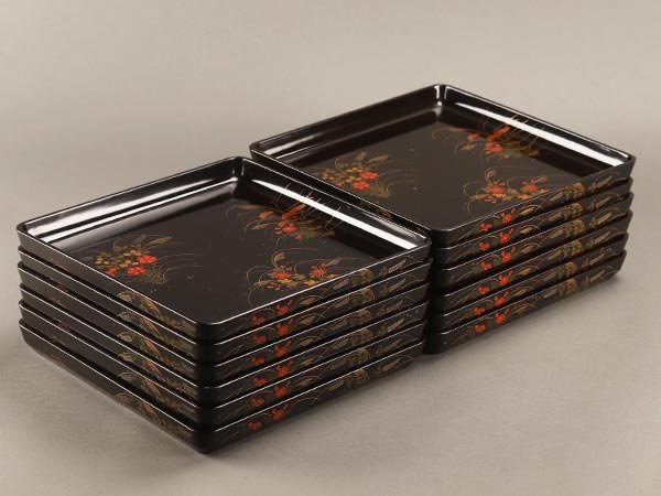 竜M450◇木製漆器 御重 重箱 五段重 蒔絵 二枚蓋 重台付 正月 懐石道具