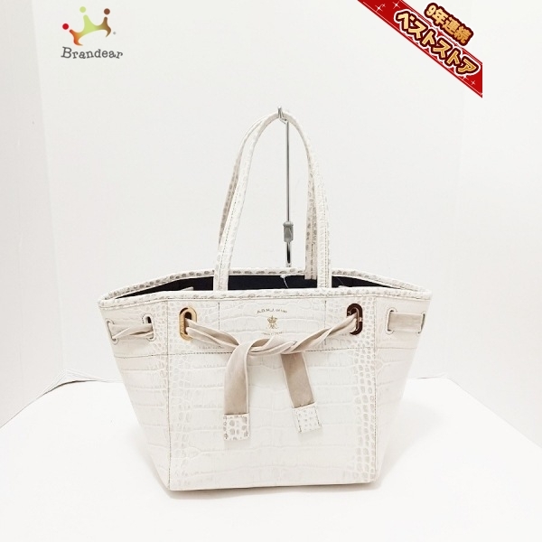 アクセソワ・ドゥ・マドモワゼル AccessoiresDeMademoiselle(ADMJ) トートバッグ - レザー 白 型押し加工 バッグ