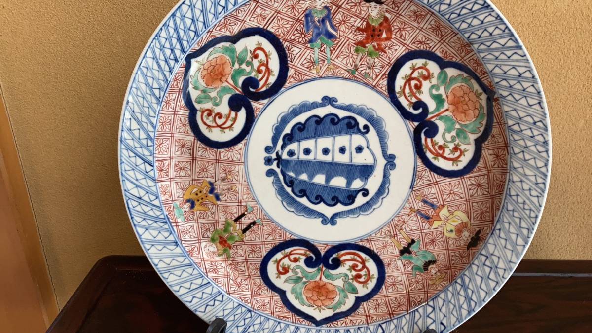 中国製 飾り皿 骨董 オブジェ 直径33cm 長期保管品