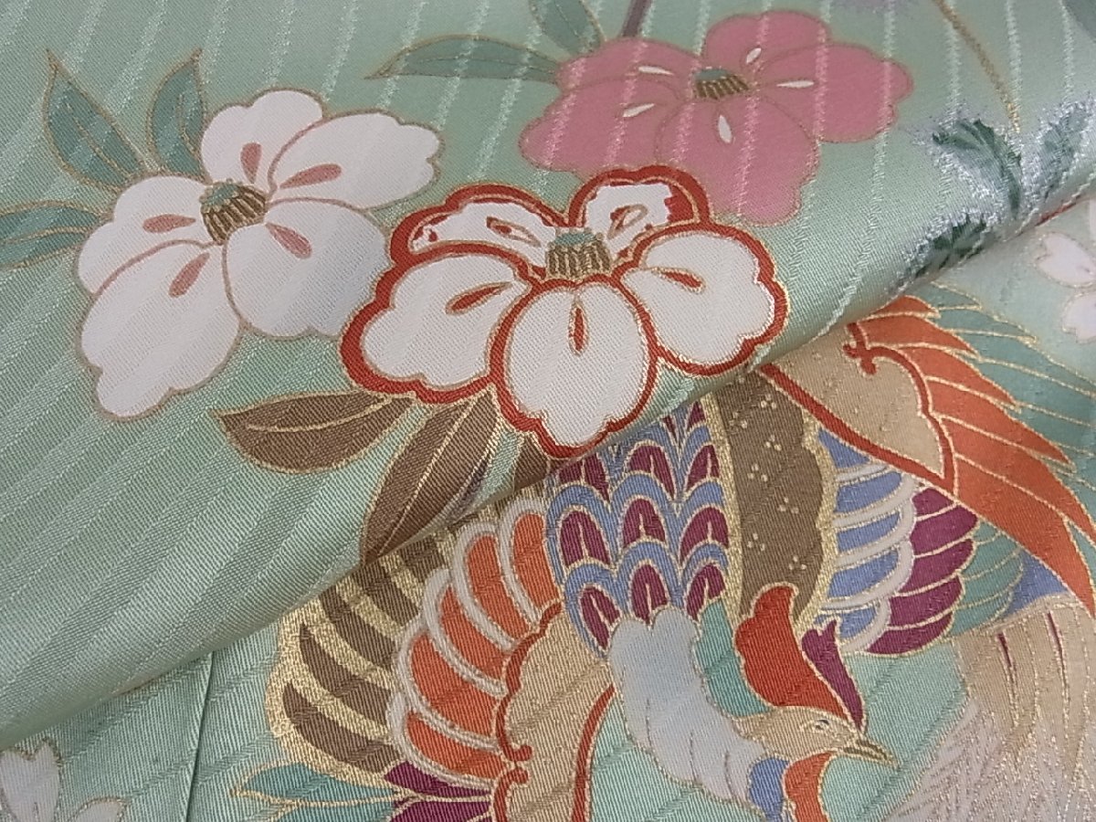 着物■豪華振袖　立波片輪車花文　金彩　正絹　逸品 駒刺繍 暈し染め 金彩 逸品 花美人着物□豪華振袖 京都きもの 平和屋