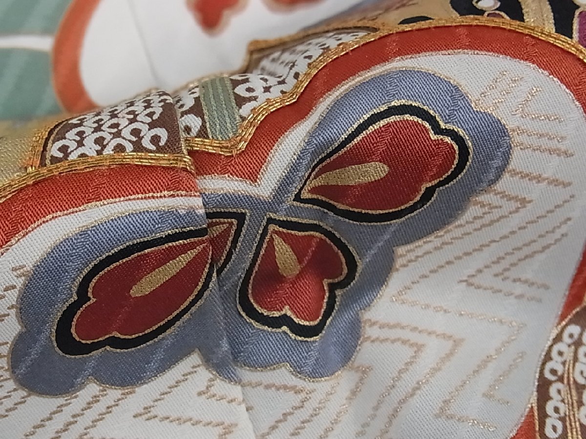 着物■豪華振袖　立波片輪車花文　金彩　正絹　逸品 駒刺繍 暈し染め 金彩 逸品 花美人着物□豪華振袖 京都きもの 平和屋