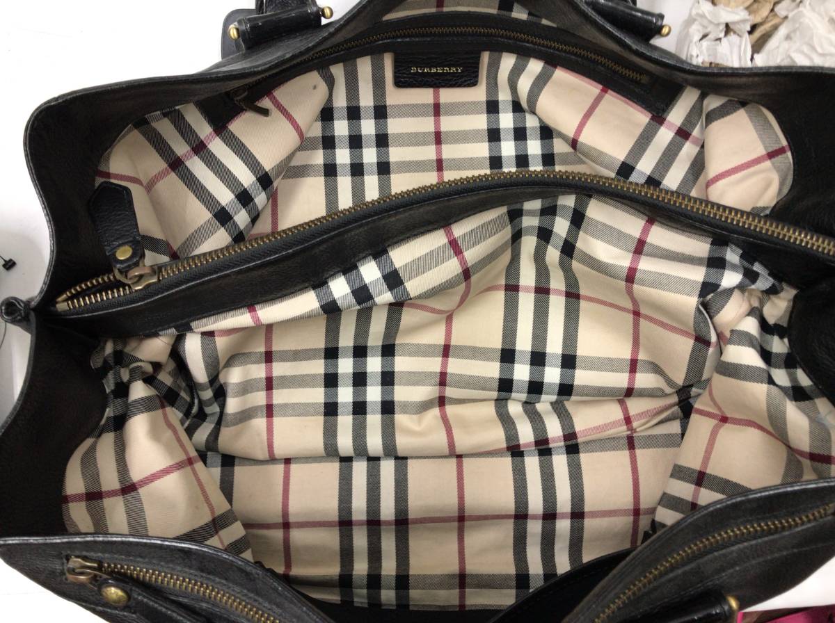 BURBERRY バーバリー レザーボストンバッグ ブラック SS-925593 かばん