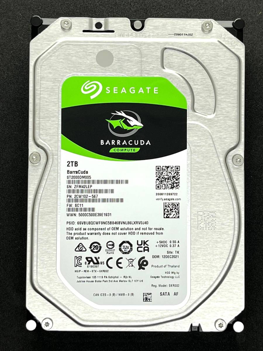 送料無料】 ☆ 2TB ☆ Seagate BarraCuda / ST2000DM005 【使用時間