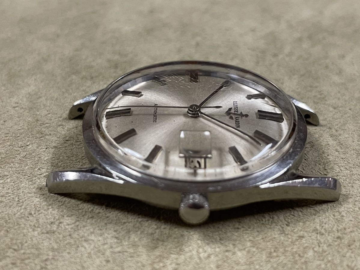 【超希少モデル】ULYSSE NARDIN ユリスナルダン Cal.N74 自動巻き シルバー文字盤 デイト アンティーク ウォッチ 腕時計【1円スタート】