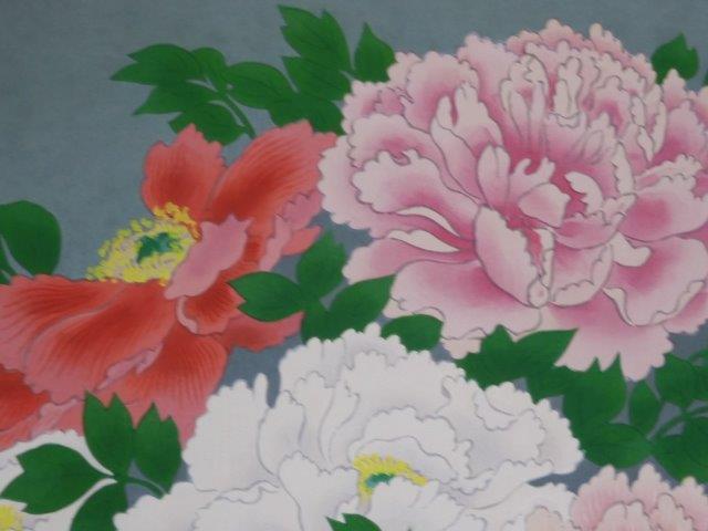 額装 木版画 徳力富吉郎「 牡丹」 21/200 昭和丁卯年春 サイン有り