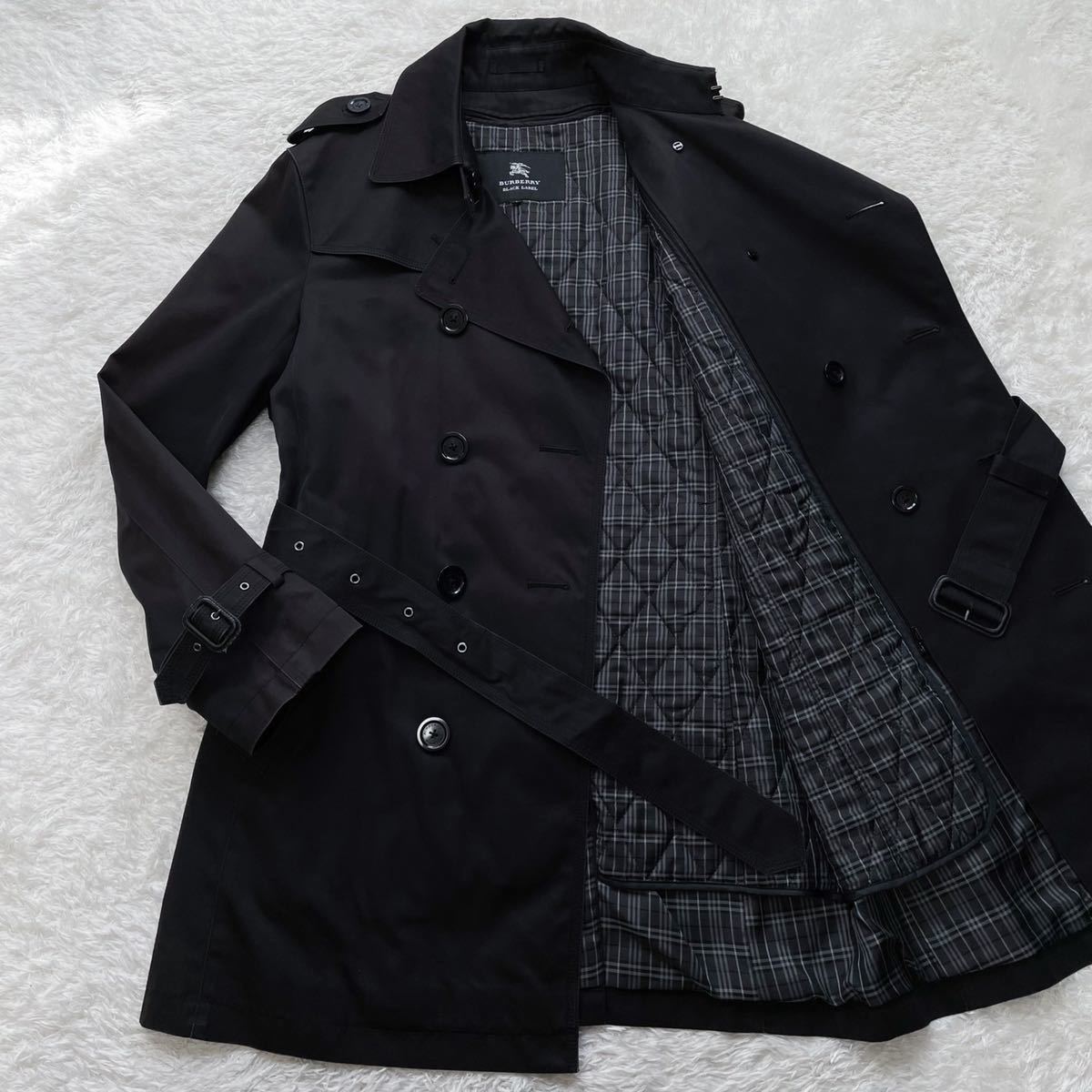 【最安値，新作登場】 最高級 バーバリーブラックレーベル BURBERRY BLACK LABEL ノバチェック キルティングライナー付 トレンチコート ロング ベルト付 黒 L(Lサイズ)｜売買されたオークション情報、yahooの商品情報を Lサイズ