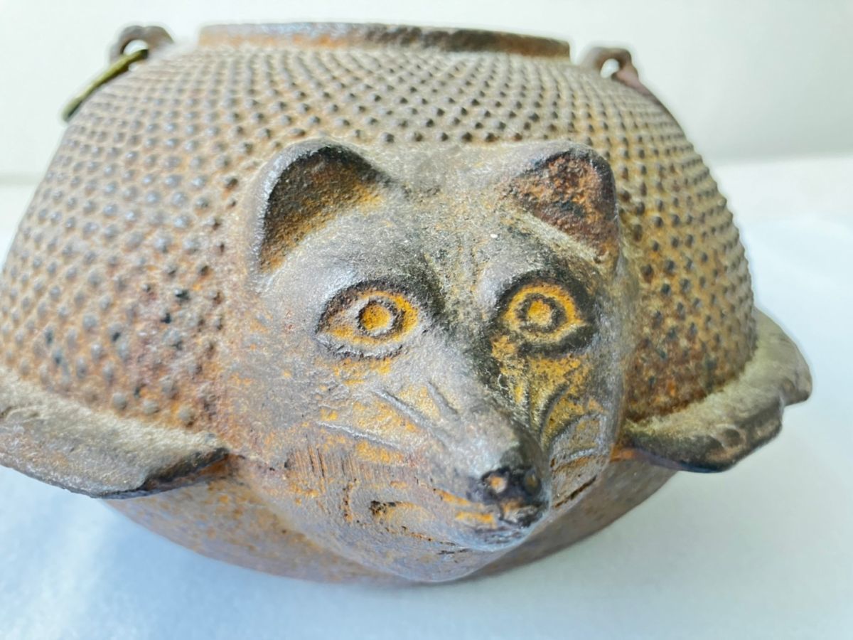 J444-O33-119 茶釜 たぬき 狸 鉄瓶 ぶんぶく茶釜 茶道具 やかん 鉄器 