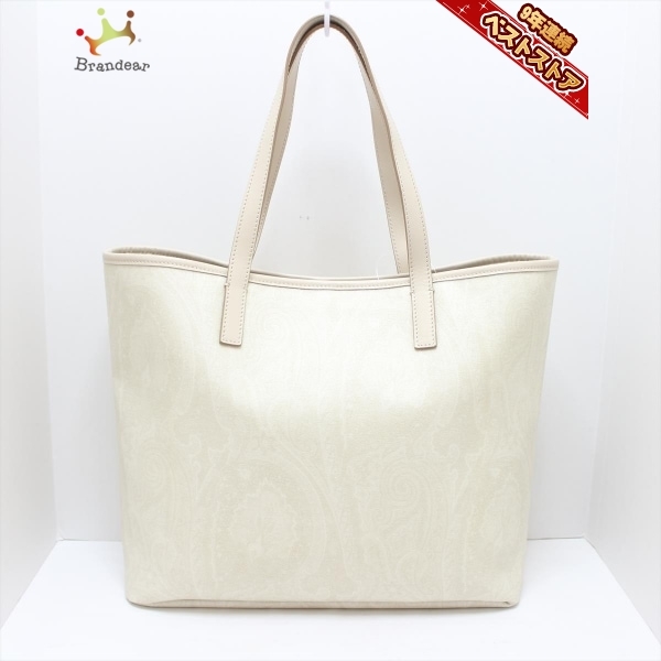 エトロ ETRO トートバッグ - PVC(塩化ビニール)×レザー 白 ペイズリー  