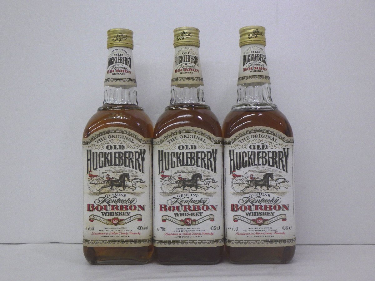 古酒 未開栓 3本セット OLD HUCKLEBERRY オールド ハックルベリー ケンタッキー BOURBON バーボン ウイスキー 700ml 40% L25200syG