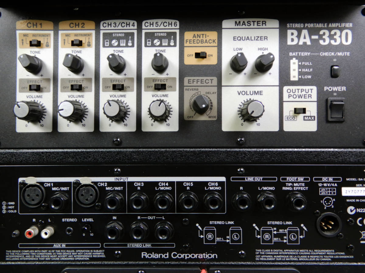 Roland ◇ ローランド ステレオポータブルPAアンプ BA-330 動作OK