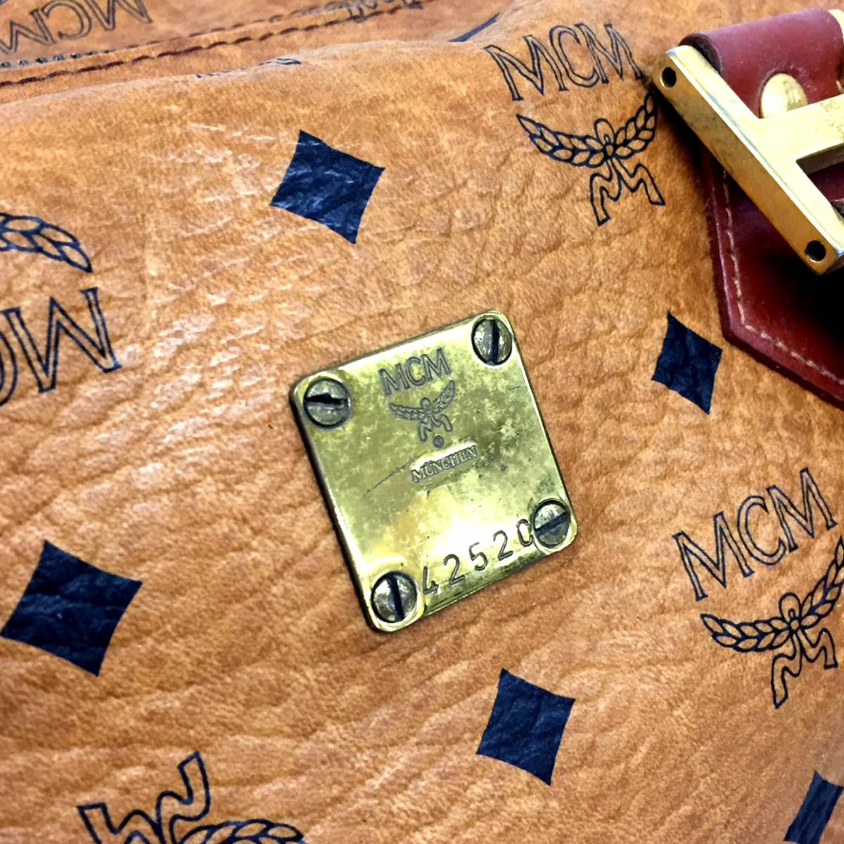 エムシーエム MCM ヴィセトス柄 ハンドバッグ レザー 1円 ヴィセトス 