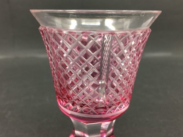 カメイガラス 薩摩切子 夫婦切子 紗綾切子 高杯ペア 未使用品 工芸