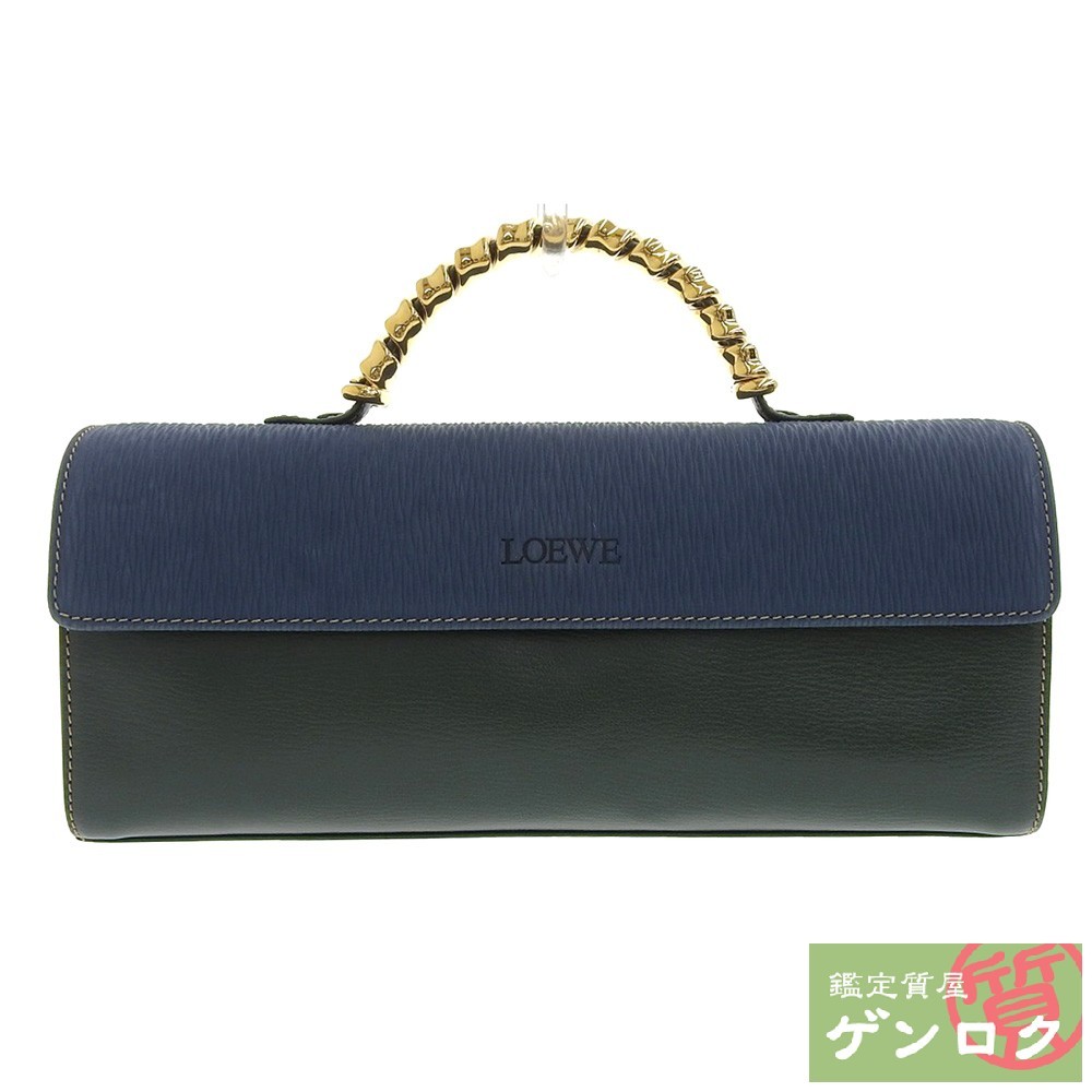 中古】LOEWE ロエベ ベラスケス ハンドバッグ バイカラー ブルー 