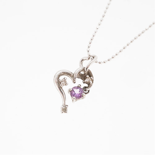 K10WG ネックレス ダイヤネックレス ハートモチーフ K10WG ホワイト