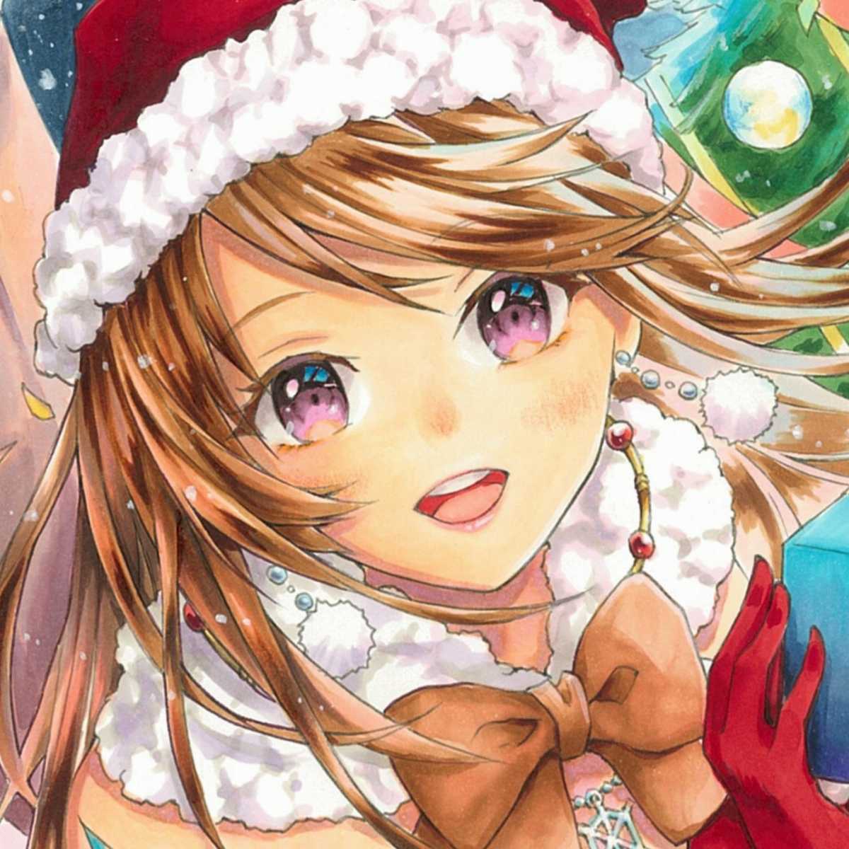 手描きイラスト＊オリジナル＊サンタさん☆中色紙② クリスマスカード