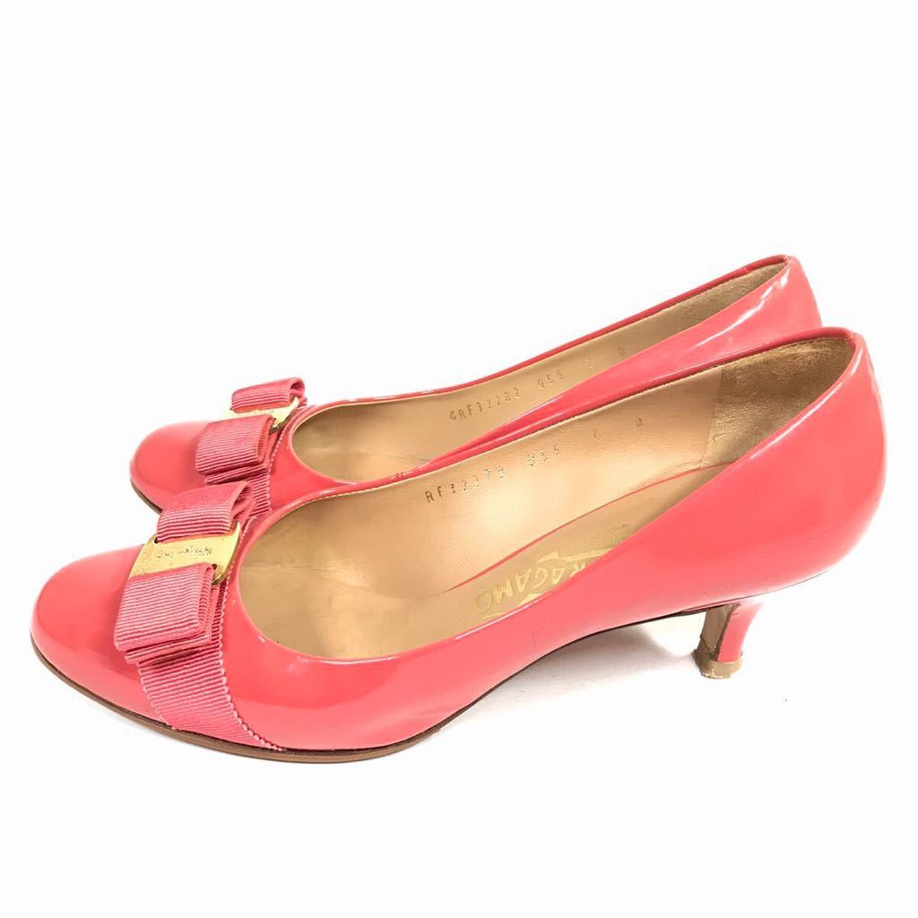 フェラガモ】本物 Ferragamo 靴 23.5cm ヴァラリボン パンプス
