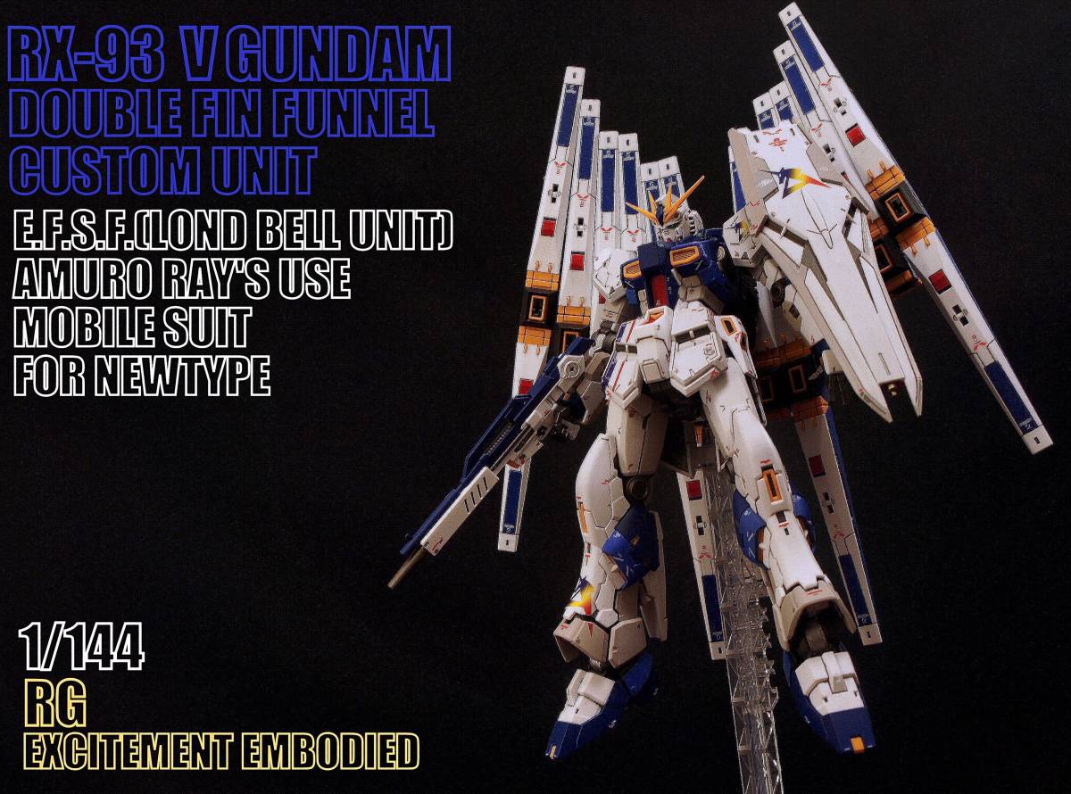 1/144 RG νガンダム　Ver福岡カラーリング　ダブルフィンファンネル拡張セット　改修塗装済完成品　逆襲のシャア