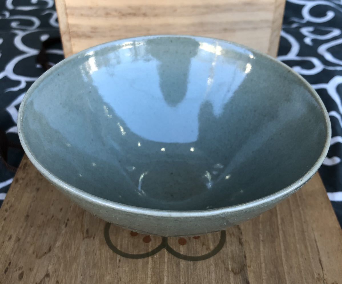 SAG】韓国李王家 李方子(楽善斎) 高麗焼青磁茶碗 共箱 共布 茶道具