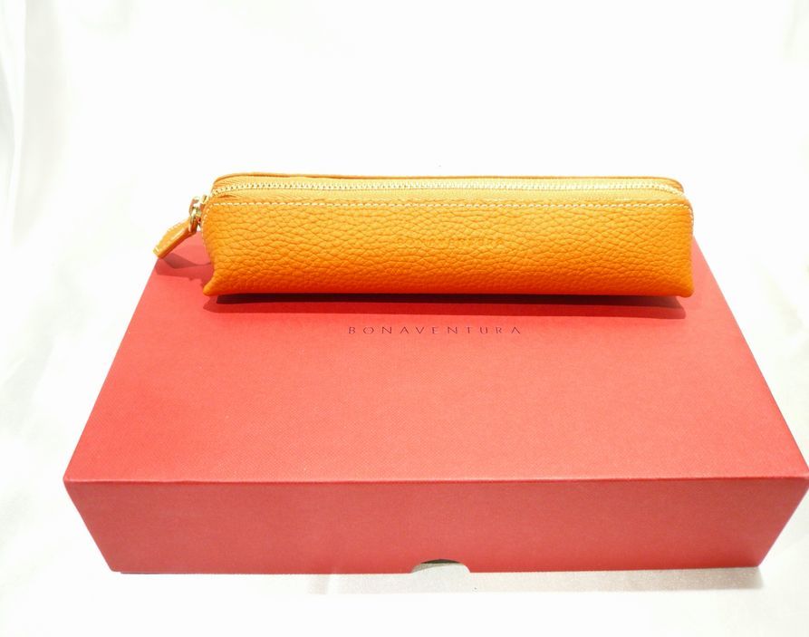☆BONAVENTURA ボナベンチュラ ペンケース シュリンクレザー オレンジ